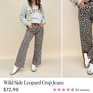 Leopard Print Wide Leg Jeans